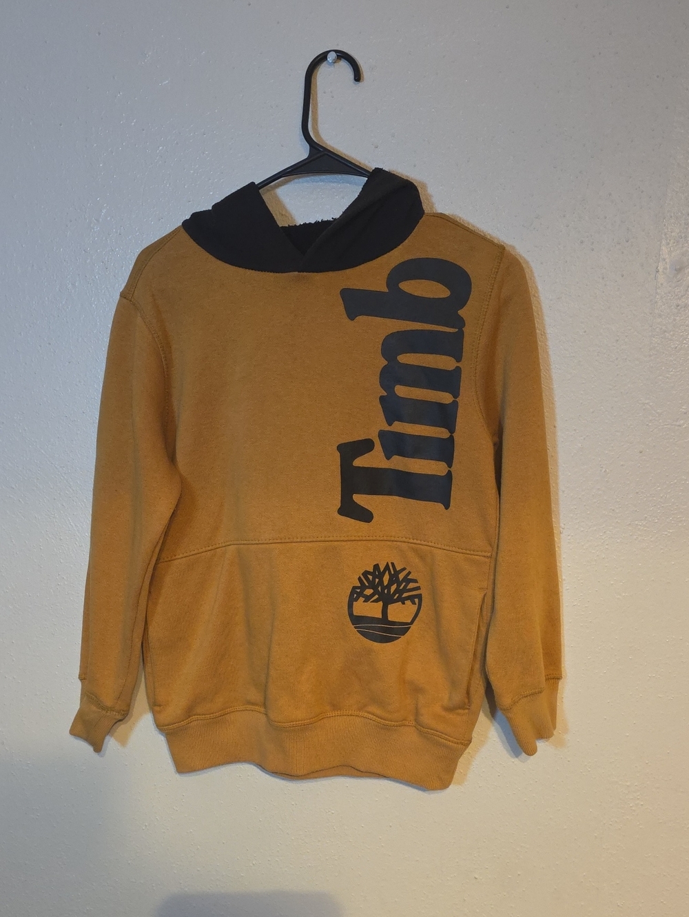 Timberland Mustard Crewneck Hoodie with Black Logo M